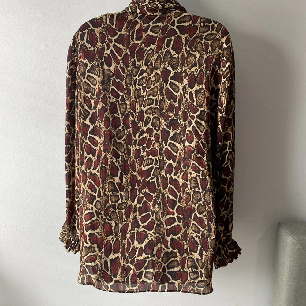 Zara Leopard Print Blouse - Red and Brown - Picture 6 of 11